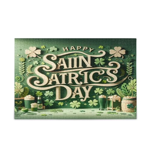 St Patrick Day Schriftzug Dekoration Kleeblatt Familie Puzzles für Kinder und Erwachsene, 1000 Puzzles für Erwachsene, lustige Puzzles, Puzzle-Spielzeug von RPLIFE