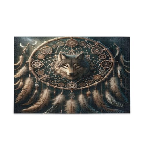 Wolf Traumfänger Puzzle 1000 Teile Erwachsene, Holz Puzzles Erwachsene, Familie Puzzles Wolf Traumfänger Puzzle 1000 Teile Erwachsene, Holz Puzzles Erwachsene, Familie Puzzles von RPLIFE