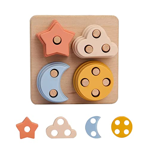 Montessori Steckpuzzle für Baby & Kinder ab 1 Jahr Natur-Holz mit Himmels-Motiven - Holz-Spielzeug als pädagogisches Geschenk - Jungs & Mädchen Kinderspielzeug Holz-Puzzle - Steckspiel BPA-frei Montessori Steckpuzzle für Baby & Kinder ab 1 Jahr Natur-Holz mit Himmels-Motiven - Holz-Spielzeug als pädagogisches Geschenk - Jungs & Mädchen Kinderspielzeug Holz-Puzzle - Steckspiel BPA-frei von RR's Spielesammlung Spielerisch zur Gesundheit