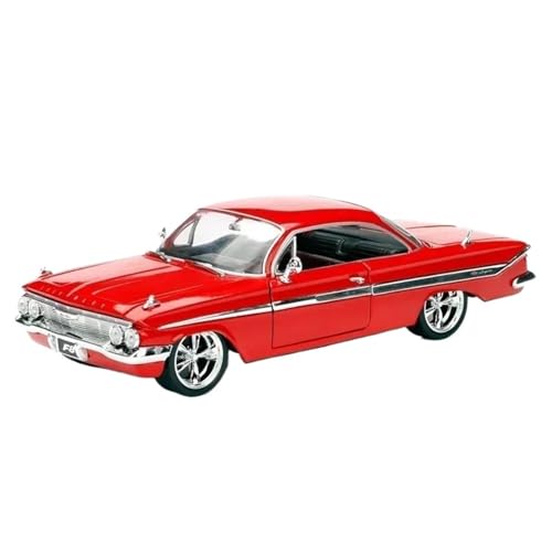 RSFIL 1:24 for Chevrolet Impala 1961 Oldtimer, Modellauto, Ornamente, fertige Autosammlung, rotes Spielzeugauto von RSFIL