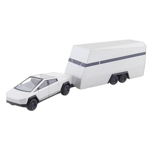 RSFIL 1:64 for Tesla Cybertruck Pickup Mit Anhänger Metall Spielzeug Autos Miniatur LKW Sammler Silber von RSFIL
