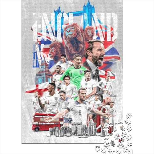 England Puzzle Spiel - Football Holz Puzzle Für Spielzeug Geschenk - Geschenk Für Sohn Tochter Enkel Enkelin Neffe Nichte 1000 Stück (75x50cm) von RSFQJXBVO