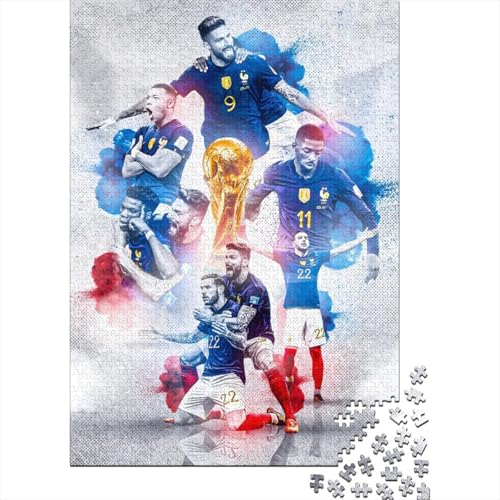 Frankreich Holz Puzzle - Fußball Puzzle Spielzeug Für Einzigartiges Geschenk - Geschenk Für Ehemann Freund Freundin Schwester Bruder 1000 Stück (75x50cm) von RSFQJXBVO