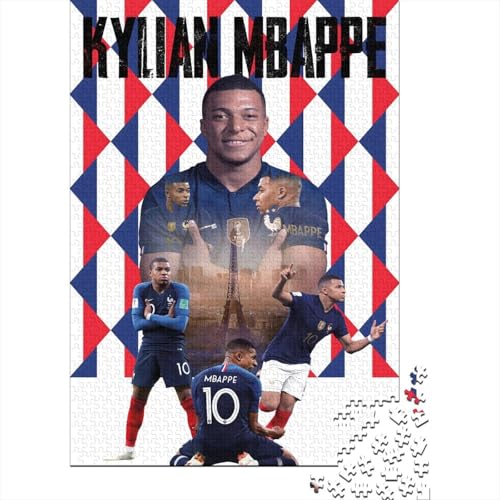 Mbappe Holz Puzzle - Fußball Puzzle Spiel Für Familie Spiel - Geschenk Für Ehemann Freund Freundin Schwester Bruder 1000 Stück (75x50cm) von RSFQJXBVO