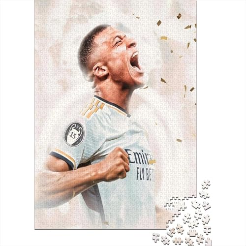 Mbappe Holz Puzzle - Football Puzzle Spiel Für Wand Dekoration - Geschenk Für Sohn Tochter Enkel Enkelin Neffe Nichte 1000 Stück (75x50cm) von RSFQJXBVO