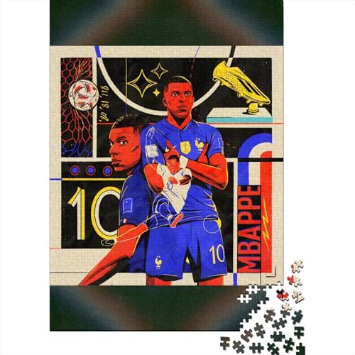 Mbappe Holz Puzzle - Football Puzzle Spielzeug Für Einzigartiges Geschenk - Geschenk Für Sohn Tochter Enkel Enkelin Neffe Nichte 1000 Stück (75x50cm) von RSFQJXBVO