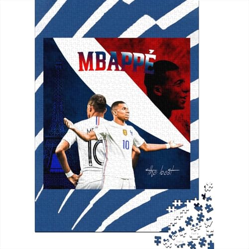 Mbappe Holz Puzzle - Football Puzzle Spielzeug Für Herausforderndes Spiel - Geschenk Für Sohn Tochter Enkel Enkelin Neffe Nichte 1000 Stück (75x50cm) von RSFQJXBVO