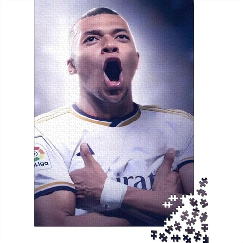 Mbappe Holz Puzzle - Fußball Puzzle Spielzeug Für Wand Dekoration - Geschenk Für Ehemann Freund Freundin Schwester Bruder 1000 Stück (75x50cm) von RSFQJXBVO