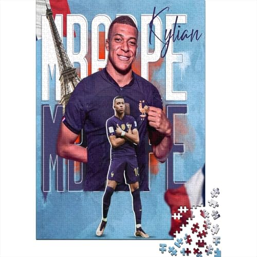 Mbappe Holz Puzzle - Fußball Puzzle Spiel Für Familie Spiel - Geschenk Für Sohn Tochter Enkel Enkelin Neffe Nichte 1000 Stück (75x50cm) von RSFQJXBVO