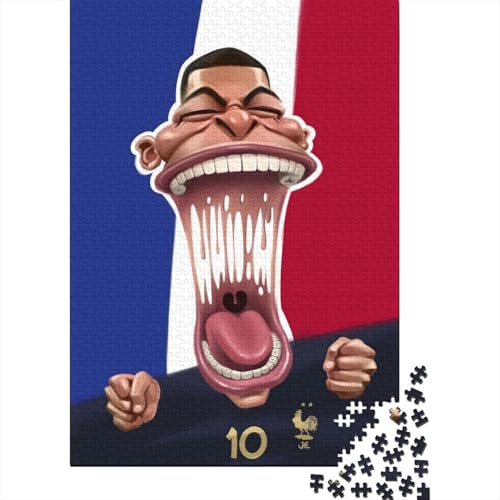 Mbappe Holz Puzzle - Fußball Puzzle Spiel Für Heim Dekoration - Geschenk Für Sohn Tochter Enkel Enkelin Neffe Nichte 1000 Stück (75x50cm) von RSFQJXBVO