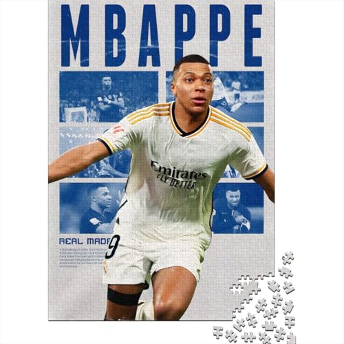 Mbappe Holz Puzzle - Fußball Puzzle Spielzeug Für Heim Dekoration - Geschenk Für Sohn Tochter Enkel Enkelin Neffe Nichte 1000 Stück (75x50cm) von RSFQJXBVO