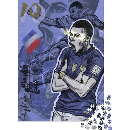 Mbappe Puzzle Spiel - Football Holz Puzzle Für Wand Dekoration - Geschenk Für Sohn Tochter Enkel Enkelin Neffe Nichte 1000 Stück (75x50cm) von RSFQJXBVO