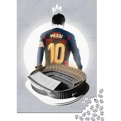 Messi Holz Puzzle - Fußball Puzzle Spielzeug Für Herausforderndes Spiel - Geschenk Für Sohn Tochter Enkel Enkelin Neffe Nichte 1000 Stück (75x50cm) von RSFQJXBVO