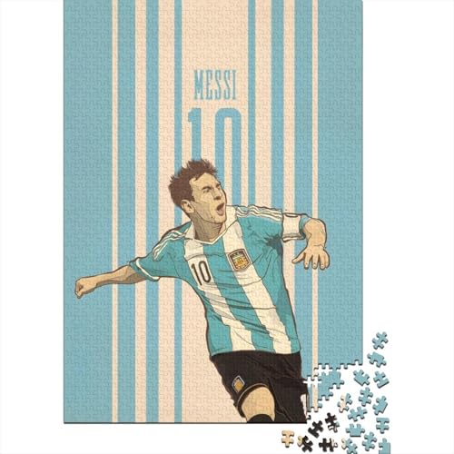 Messi Holz Puzzle - Fußball Puzzle Spielzeug Für Wand Dekoration - Geschenk Für Ehemann Freund Freundin Schwester Bruder 1000 Stück (75x50cm) von RSFQJXBVO