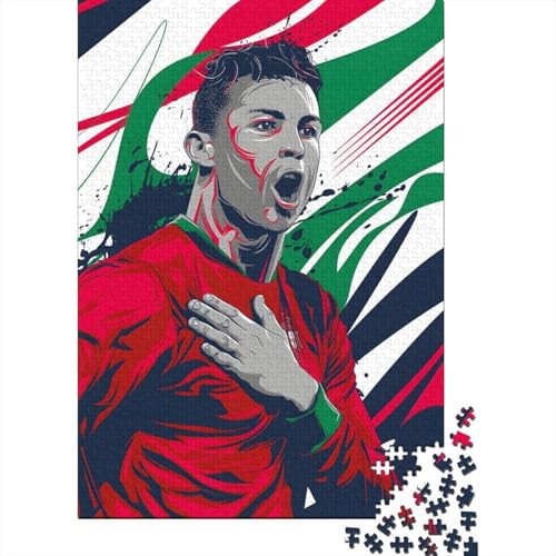 Ronaldo Holz Puzzle - Fußball Puzzle Spiel Für Einzigartiges Geschenk - Geschenk Für Sohn Tochter Enkel Enkelin Neffe Nichte 1000 Stück (75x50cm) von RSFQJXBVO