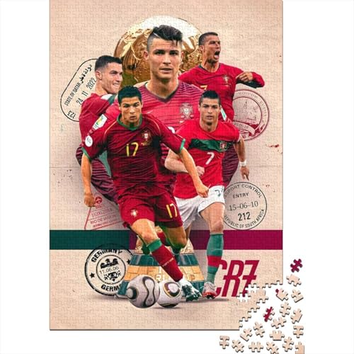 Ronaldo Holz Puzzle - Fußball Puzzle Spiel Für Einzigartiges Geschenk - Geschenk Für Sohn Tochter Enkel Enkelin Neffe Nichte 1000 Stück (75x50cm) von RSFQJXBVO