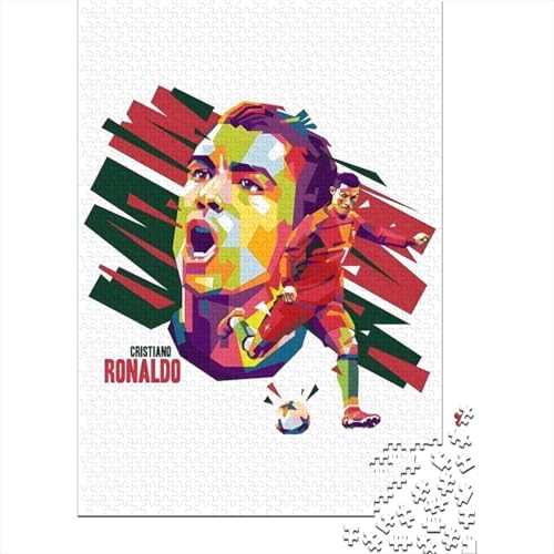 Ronaldo Holz Puzzle - Fußball Puzzle Spiel Für Familie Spiel - Geschenk Für Sohn Tochter Enkel Enkelin Neffe Nichte 1000 Stück (75x50cm) von RSFQJXBVO