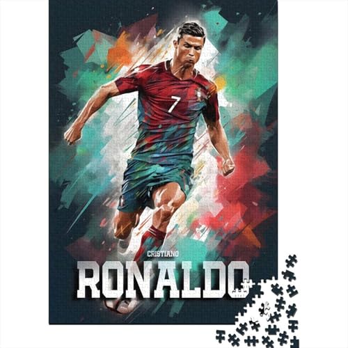 Ronaldo Holz Puzzle - Fußball Puzzle Spiel Für Spielzeug Geschenk - Geschenk Für Sohn Tochter Enkel Enkelin Neffe Nichte 1000 Stück (75x50cm) von RSFQJXBVO