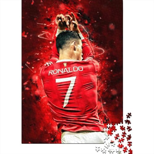 Ronaldo Holz Puzzle - Fußball Puzzle Spielzeug Für Herausforderndes Spiel - Geschenk Für Ehemann Freund Freundin Schwester Bruder 1000 Stück (75x50cm) von RSFQJXBVO