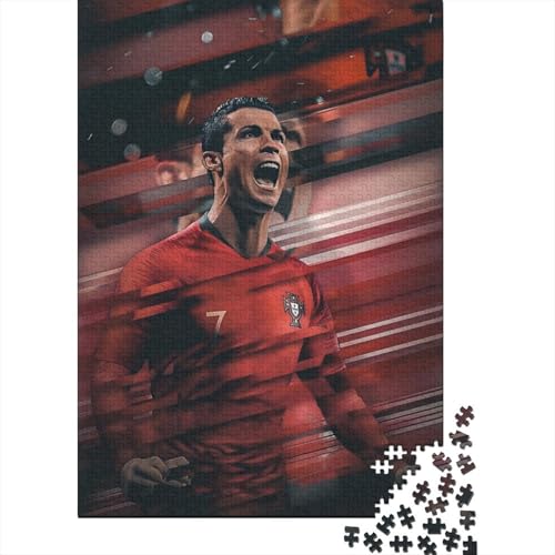 Ronaldo Holz Puzzle - Fußball Puzzle Spielzeug Für Herausforderndes Spiel - Geschenk Für Sohn Tochter Enkel Enkelin Neffe Nichte 1000 Stück (75x50cm) von RSFQJXBVO