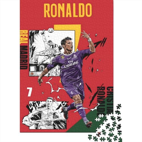 Ronaldo Holz Puzzle - Fußball Puzzle Spielzeug Für Intellektuell Lehrreich Spielzeug - Geschenk Für Sohn Tochter Enkel Enkelin Neffe Nichte 1000 Stück (75x50cm) von RSFQJXBVO