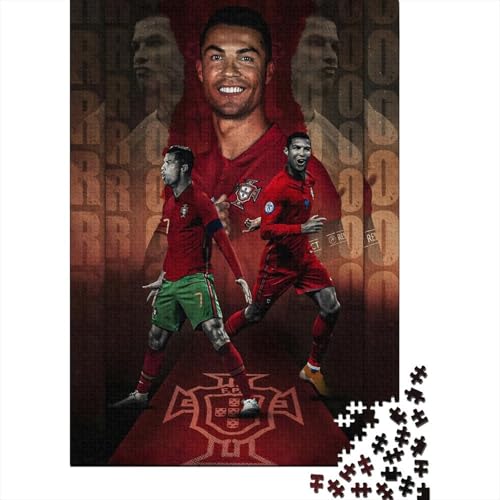 Ronaldo Holz Puzzle - Fußball Puzzle Spielzeug Für Spielzeug Geschenk - Geschenk Für Ehemann Freund Freundin Schwester Bruder 1000 Stück (75x50cm) von RSFQJXBVO