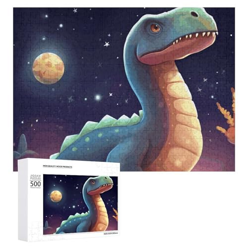 Puzzle, 500 Stück, herausfordernde Dinosaurier und Sterne, lustiges Puzzle, Holzpuzzle für Erwachsene und Familien von RTFGHJS