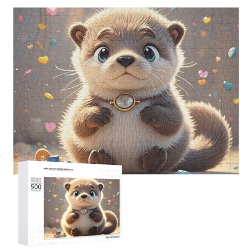 Puzzle, 500 Teile, herausfordernd, Cartoon, niedlicher Otter, lustiges Puzzle, Holzpuzzle für Erwachsene und Familien von RTFGHJS