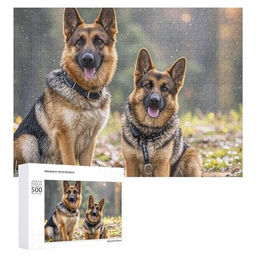 Puzzle, 500 Teile, herausfordernd, Deutscher Schäferhund, lustiges Puzzle, Holzpuzzle für Erwachsene und Familien von RTFGHJS