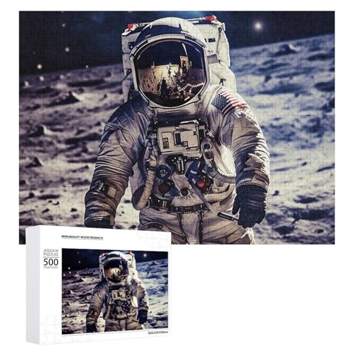 Puzzle, 500 Teile, herausfordernd, US-Astronauten-Reise, Mond, lustiges Puzzle, Holzpuzzle für Erwachsene und Familien von RTFGHJS