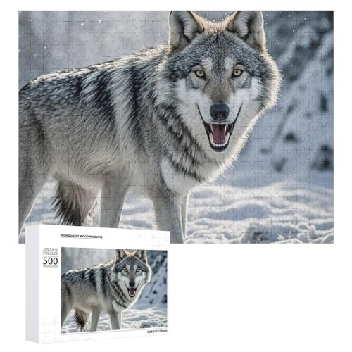 Puzzle, 500 Teile, herausfordernd, heulender Wolf, lustiges Puzzle, Holzpuzzle für Erwachsene und Familien von RTFGHJS