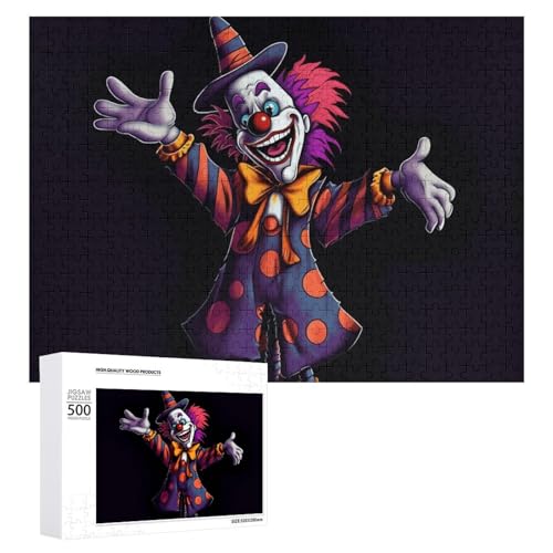 Puzzle, 500 Teile, herausfordernd, niedlich, Cartoon-Clown, lustiges Puzzle, Holzpuzzle für Erwachsene und Familien von RTFGHJS