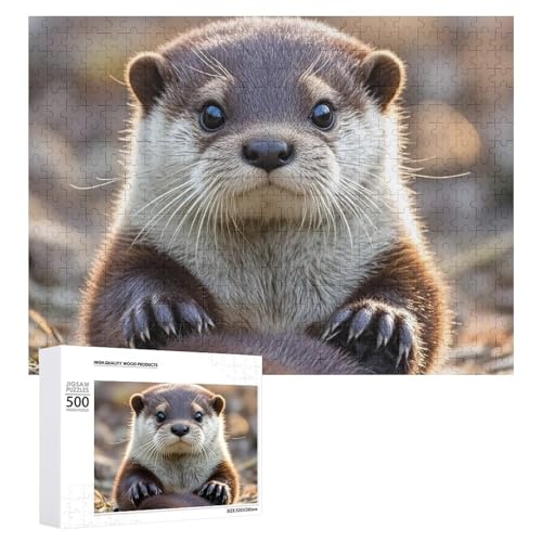 Puzzle, 500 Teile, herausfordernd, niedlicher Otter, lustiges Puzzle, Holzpuzzle für Erwachsene und Familien von RTFGHJS