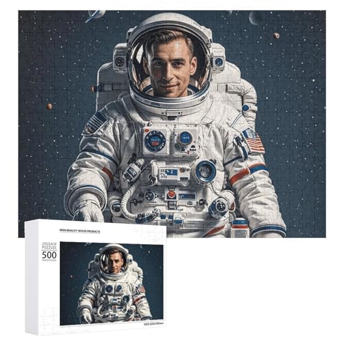 Puzzle, 500 Teile, herausfordernde Astronauten, lustiges Puzzle, Holzpuzzle für Erwachsene und Familien von RTFGHJS