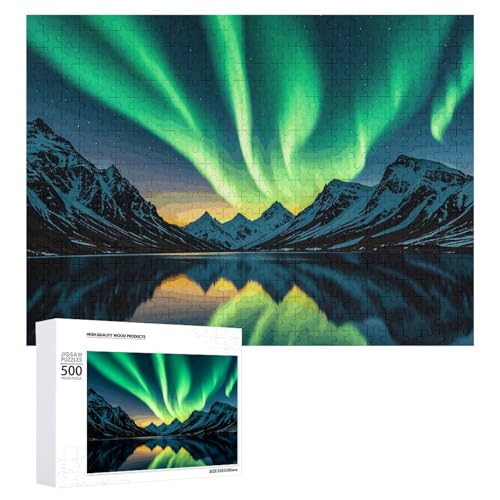 Puzzle, 500 Teile, herausfordernde Aurora-Lichter, lustiges Puzzle, Holzpuzzle für Erwachsene und Familien von RTFGHJS