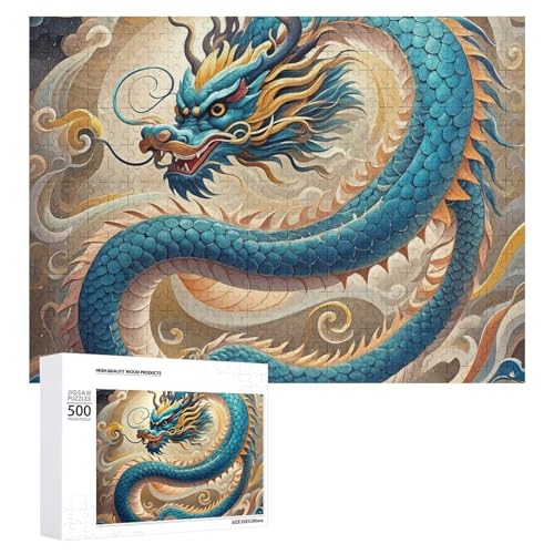 Puzzle, 500 Teile, herausfordernder Drache, lustiges Puzzle, Holzpuzzle für Erwachsene und Familien von RTFGHJS