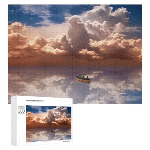 Puzzle, 500 Teile, herausforderndes Boot und Wolke, lustiges Holzpuzzle für Erwachsene und Familien von RTFGHJS