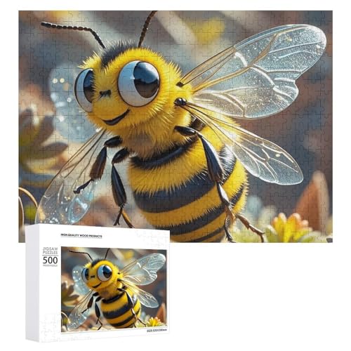 Puzzle, 500 Teile, herausforderndes Cartoon-Bienen-Spaß-Puzzle, Holzpuzzle für Erwachsene und Familien von RTFGHJS