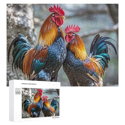 Puzzle, 500 Teile, herausforderndes Huhn unter dem Baum, lustiges Puzzle, Holzpuzzle für Erwachsene und Familien von RTFGHJS