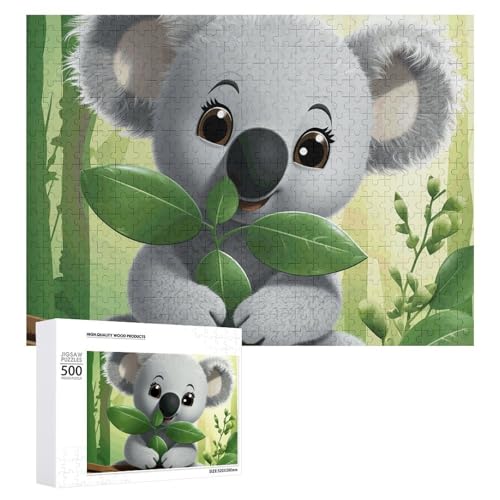 Puzzle, 500 Teile, herausforderndes Koala, lustiges Puzzle, Holzpuzzle für Erwachsene und Familien von RTFGHJS