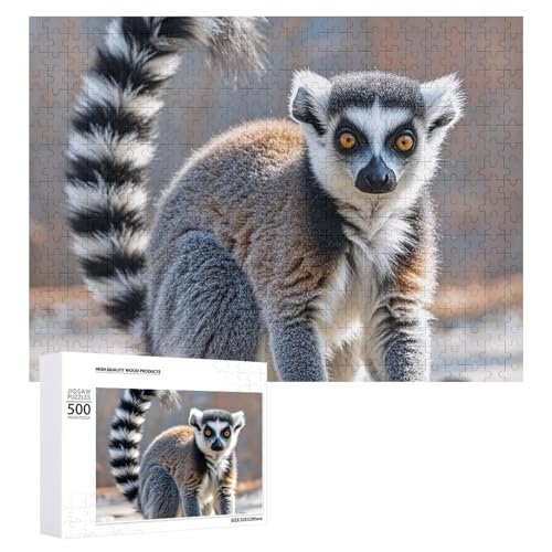 Puzzle, 500 Teile, herausforderndes Lemur-Schwanz, lustiges Puzzle, Holzpuzzle für Erwachsene und Familien von RTFGHJS