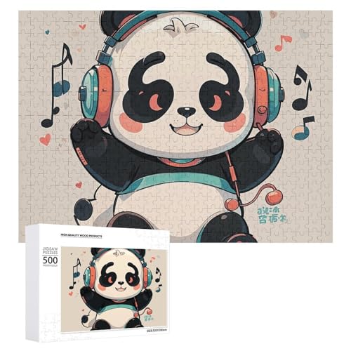 Puzzle, 500 Teile, herausforderndes Panda, lustiges Puzzle, Holzpuzzle für Erwachsene und Familien von RTFGHJS