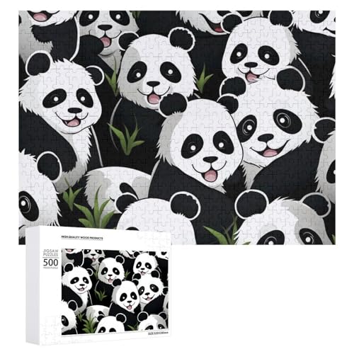 Puzzle, 500 Teile, herausforderndes Panda-Muster, lustiges Puzzle, Holzpuzzle für Erwachsene und Familien von RTFGHJS