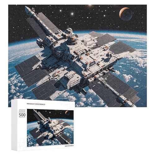 Puzzle, 500 Teile, herausforderndes Raumschiff-Muster, lustiges Puzzle, Holzpuzzle für Erwachsene und Familien von RTFGHJS