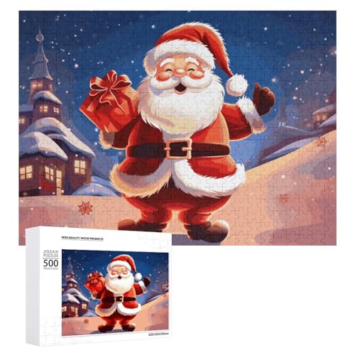 Puzzle, 500 Teile, herausforderndes Weihnachtsmann-Spaß-Puzzle, Holzpuzzle für Erwachsene und Familien von RTFGHJS