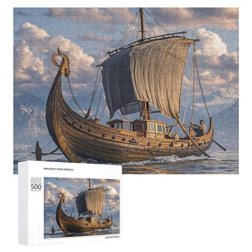 Puzzle, 500 Teile, herausforderndes altes Boot, lustiges Puzzle, Holzpuzzle für Erwachsene und Familien von RTFGHJS