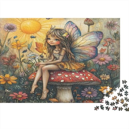 Blumenfee &Mushrooms 1000 Stück Holzpuzzles Geschicklichkeitsspiel Für Die Ganze Familie Schönes Mädchen Handgefertigte DIY-Anpassung Puzzle-Geschenk Familiendekorationen 1000pcs (75x50cm) von RTTGKMYPL