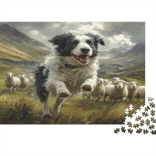 Border Collie 1000 Stück Holzpuzzles Abbauen Familien Netter Hund Haustier Handgefertigte DIY-Anpassung Weihnachten Geschenke Familie Wanddekoration 1000pcs (75x50cm) von RTTGKMYPL