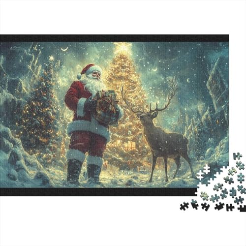 Cartoon Weihnachten 1000 Stück Holzpuzzles Geschicklichkeitsspiel Für Die Ganze Familie Weihnachtsmann Handgefertigte DIY-Anpassung Puzzle-Geschenk Familie Wanddekoration 1000pcs (75x50cm) von RTTGKMYPL