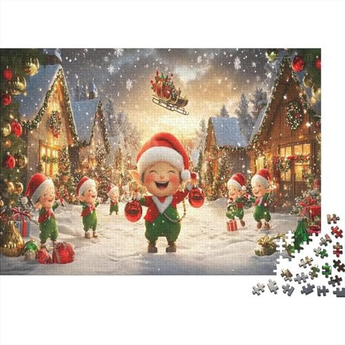 Cartoon Weihnachten 1000 Stück Holzpuzzles Kniffel Spaß Für Die Ganze Familie Weihnachtsmann Handgefertigte DIY-Anpassung Puzzle-Geschenk Familie Wanddekoration 1000pcs (75x50cm) von RTTGKMYPL